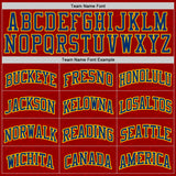 Custom Red US Navy Blue-Yellow Abstract Curved Lines Round Neck Sublimation Basketball Uniform Jersey