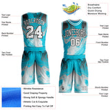 Custom Lakes Blue White-Black Marble Swirl Liquid Fluid Round Neck Sublimation Basketball Uniform Jersey
