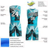 Custom Lakes Blue White-Black Marble Swirl Liquid Fluid Round Neck Sublimation Basketball Uniform Jersey