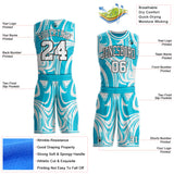 Custom Lakes Blue White-Black Marble Swirl Liquid Fluid Round Neck Sublimation Basketball Uniform Jersey