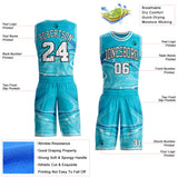Custom Lakes Blue White-Black Marble Swirl Liquid Fluid Round Neck Sublimation Basketball Uniform Jersey