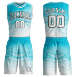 Custom Lakes Blue White-Black Marble Swirl Liquid Fluid Round Neck Sublimation Basketball Uniform Jersey