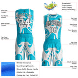 Custom Lakes Blue White-Black Marble Swirl Liquid Fluid Round Neck Sublimation Basketball Uniform Jersey