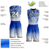 Custom Thunder Blue White-Black Marble Swirl Liquid Fluid Round Neck Sublimation Basketball Uniform Jersey