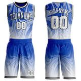 Custom Thunder Blue White-Black Marble Swirl Liquid Fluid Round Neck Sublimation Basketball Uniform Jersey