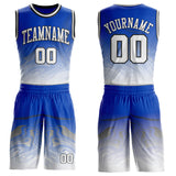 Custom Thunder Blue White-Black Marble Swirl Liquid Fluid Round Neck Sublimation Basketball Uniform Jersey