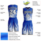 Custom Thunder Blue White-Black Marble Swirl Liquid Fluid Round Neck Sublimation Basketball Uniform Jersey