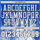 Custom Thunder Blue White-Black Marble Swirl Liquid Fluid Round Neck Sublimation Basketball Uniform Jersey