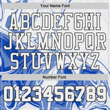 Custom Thunder Blue White-Black Marble Swirl Liquid Fluid Round Neck Sublimation Basketball Uniform Jersey