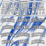 Custom Thunder Blue White-Black Marble Swirl Liquid Fluid Round Neck Sublimation Basketball Uniform Jersey