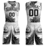 Custom Gray Black-White Marble Swirl Liquid Fluid Round Neck Sublimation Basketball Uniform Jersey