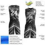 Custom Black-White Marble Swirl Liquid Fluid Round Neck Sublimation Basketball Uniform Jersey