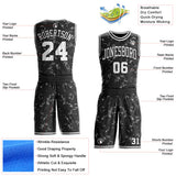 Custom Black-White Marble Swirl Round Neck Sublimation Basketball Uniform Jersey
