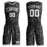 Custom Black-White Marble Swirl Round Neck Sublimation Basketball Uniform Jersey