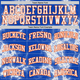 Custom Thunder Blue White Orange Black-Yellow Marble Swirl Round Neck Sublimation Basketball Uniform Jersey