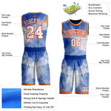 Custom Blue White Orange Black-Yellow Marble Swirl Round Neck Sublimation Basketball Uniform Jersey