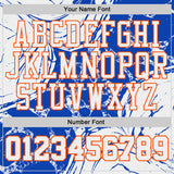Custom Thunder Blue White Orange Black-Yellow Marble Swirl Round Neck Sublimation Basketball Uniform Jersey