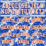 Custom Thunder Blue White Orange Black-Yellow Marble Swirl Round Neck Sublimation Basketball Uniform Jersey