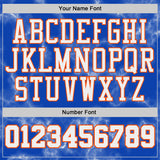 Custom Thunder Blue White Orange Black-Yellow Marble Swirl Round Neck Sublimation Basketball Uniform Jersey
