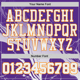 Custom Purple White-Bay Orange Marble Swirl Liquid Fluid Round Neck Sublimation Basketball Uniform Jersey