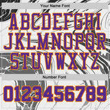 Custom White Purple Gray-Bay Orange Marble Swirl Liquid Fluid Round Neck Sublimation Basketball Uniform Jersey