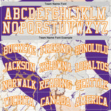 Custom White Purple-Bay Orange Marble Swirl Liquid Fluid Round Neck Sublimation Basketball Uniform Jersey