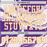 Custom White Purple-Bay Orange Marble Swirl Liquid Fluid Round Neck Sublimation Basketball Uniform Jersey
