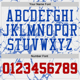 Custom White Red-Thunder Blue Marble Swirl Round Neck Sublimation Basketball Uniform Jersey