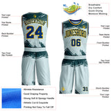 Custom Blue US Navy Blue-Yellow Brush Stroke Paint Splash Round Neck Sublimation Basketball Uniform Jersey