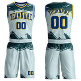 Custom Blue US Navy Blue-Yellow Brush Stroke Paint Splash Round Neck Sublimation Basketball Uniform Jersey