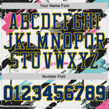 Custom White US Navy Blue Black Pink-Yellow Brush Stroke Paint Splash Round Neck Sublimation Basketball Uniform Jersey