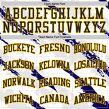 Custom White Black Blue-Gold Brush Stroke Paint Splash Round Neck Sublimation Basketball Uniform Jersey