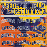 Custom Gold Navy Orange-White Brush Stroke Paint Splash Round Neck Sublimation Basketball Uniform Jersey
