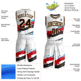 Custom White Brown Red Blue Black-Cream Brush Stroke Paint Splash Round Neck Sublimation Basketball Uniform Jersey