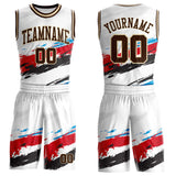 Custom White Brown Red Blue Black-Cream Brush Stroke Paint Splash Round Neck Sublimation Basketball Uniform Jersey