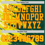 Custom Green Gold-Orange Brush Stroke Paint Splash Round Neck Sublimation Basketball Uniform Jersey