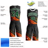 Custom Black Green Orange Yellow-White Brush Stroke Paint Splash Round Neck Sublimation Basketball Uniform Jersey