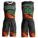 Custom Black Green Orange Yellow-White Brush Stroke Paint Splash Round Neck Sublimation Basketball Uniform Jersey