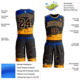 Custom Black Brown Blue Yellow-Cream Brush Stroke Paint Splash Round Neck Sublimation Basketball Uniform Jersey