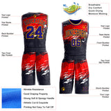 Custom Black Dark Purple Red-Gold Brush Stroke Paint Splash Round Neck Sublimation Basketball Uniform Jersey