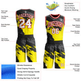 Custom Light Yellow White Black Gray-Red Brush Stroke Paint Splash Round Neck Sublimation Basketball Uniform Jersey