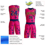 Custom Hot Pink Dark Purple Navy-Gold Paint Splatter Round Neck Sublimation Basketball Uniform Jersey