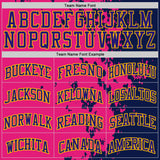 Custom Hot Pink Dark Purple Navy-Gold Paint Splatter Round Neck Sublimation Basketball Uniform Jersey
