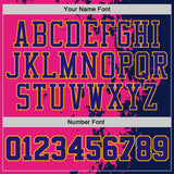 Custom Hot Pink Dark Purple Navy-Gold Paint Splatter Round Neck Sublimation Basketball Uniform Jersey