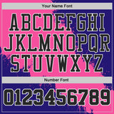 Custom Pink Black Dark Purple-White Paint Splatter Round Neck Sublimation Basketball Uniform Jersey