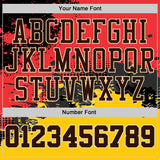 Custom Red Brown Yellow Black-Cream Brush Stroke Paint Splash Round Neck Sublimation Basketball Uniform Jersey