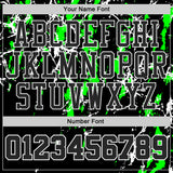 Custom Black Green-White Brush Stroke Paint Splash Round Neck Sublimation Basketball Uniform Jersey