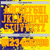 Custom Light Yellow Gold Dark Purple-Orange Paint Splatter Round Neck Sublimation Basketball Uniform Jersey