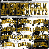 Custom White Black-Gold Paint Splatter Round Neck Sublimation Basketball Uniform Jersey