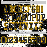 Custom White Black-Gold Paint Splatter Round Neck Sublimation Basketball Uniform Jersey